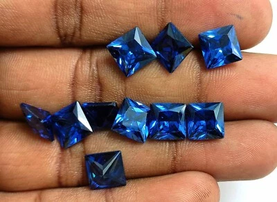 Wonderful Blue Sapphire 10 Pcs Natural Princess Shape 8x8 MM Loose Gemstone - Image 1 of 4