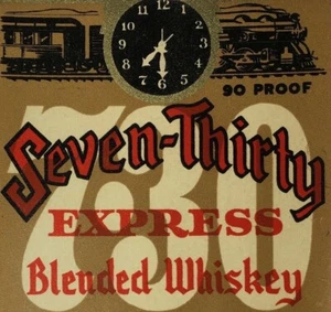 Vintage Seven Thirty Express Whiskey Label American Liquor Co Boston MA - Foto 1 di 3