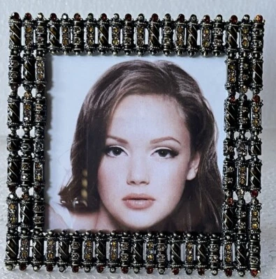 Marco de fotos con joyas marrón hecho a mano con cristales de Swarovski esmalte Foto 1 de 4