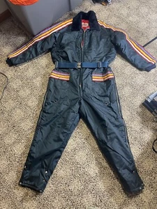 Vintage Retro 80's United Pioneer Snowmobile Suit Mens M Blue w/ Stripes - Picture 1 of 11