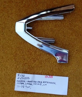 1971-72 Oldsmobile Toronado LH Front Fender Extension Upper Molding NOS 231235 — 第 1/4 张图片