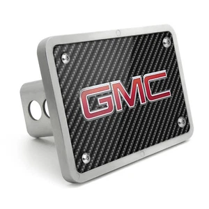GMC Logo UV Graphic Carbon Fiber Texture Billet Aluminum 2" x 2" Tow Hitch Cover - Picture 1 of 6