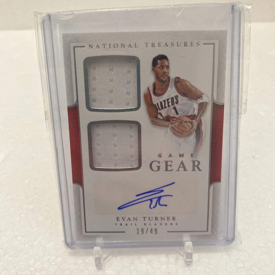 2016-17 Panini National Treasures Game Gear Dual Auto 16/49 Evan Turner #10 - Image 1 of 2