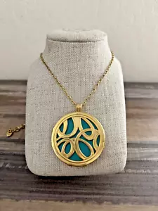 Brighton Christo Vienna Round Necklace In Gold With White/Teal Insert - Picture 1 of 14