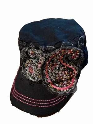 GORRA CADETE MILITAR MARDI GRAS, PÚRPURA, MÁSCARA CON TACHUELAS BLING, OSFM, ¡ENVÍO RÁPIDO! Foto 1 de 4