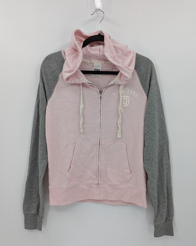 UNDERCOVER Victoria's Secret ROSA Felpa con Cappuccio Donna S Rosa Grigio Logo Colorblock Full Zip