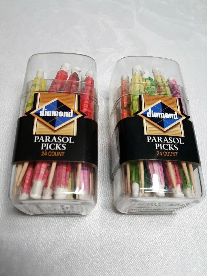 Diamond Luau Hawaiian Parasol Picks 24 Count Umbrella Party Drink Toppers