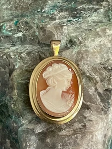 Antike Kamee-Brosche / Anhänger in 800er Silber Vergoldet - Bild 1 von 9