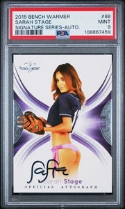 2015 Bench Warmer Signature Series Autograph #88 Sarah Stage Auto PSA 9 MINT - Picture 1 of 3