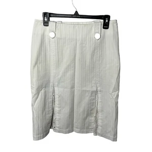 J.Peterman White Eyelet Button Trim Knee Length Skirt Size 6 - Picture 1 of 5