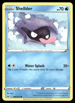 Shellder 040/202 Common Normal SWSH01: Sword & Shield Base Set NM - Image 1 of 2