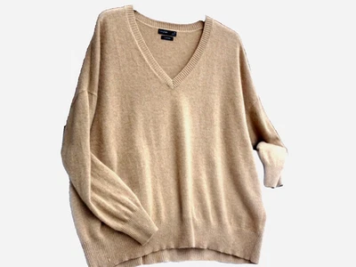 Marks & Spencer Camel   100% Cashmere  V Neck  Oversized Cape  Jumper XL - Image 1 of 4