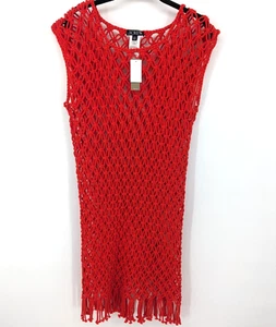 J Crew Cover Up Damen Medium Large orange durchsichtig Makramee gehäkelt Strand Fransen - Bild 1 von 10