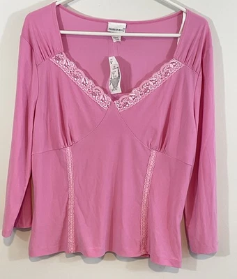VTG Y2K Babydoll Lace Top womens sz XL Fairy Grunge Pink Coquette dressbarn NEW - Image 1 of 4