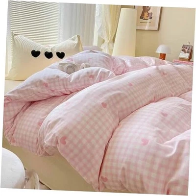  Juego de edredón rosa y blanco tamaño - rejilla a cuadros guinga rosa completo a cuadros Foto 1 de 4