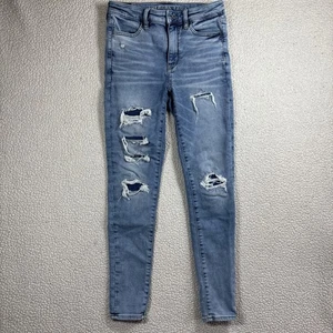 Jean femme American Eagle Next Level stretch super haute taille effet vieilli 4R - Photo 1/16