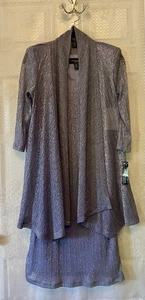 New R&M Richards Dress Womens 4P Periwinkle Jacket 2pc Set Metallic Formal Party - Picture 1 of 11