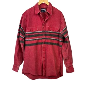 Wrangler Vintage Brushpopper Size 16/34 Red Black Western Shirt Long Sleeve 90s - Picture 1 of 9