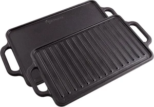 Reversible Cast Iron Griddle, 12.5 x 7.5 inch, Seasoned - Picture 1 of 6