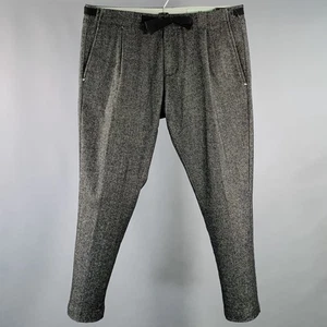 Freizeithose ENTRE AMIS Größe 33 schwarz weiß Tweed Baumwollmischung Kordelzug - Bild 1 von 9
