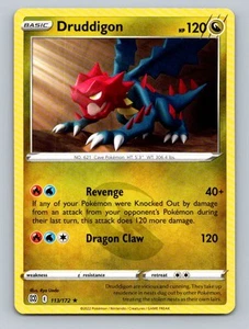 Pokemon Druddigon SWSH09: Brilliant Stars 113/172 Near Mint NM - Picture 1 of 2