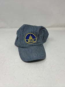 B&O Youth Engineer Hat Cap Adjustable One Size Blue White Stripe - Free Shipping - Picture 1 of 5