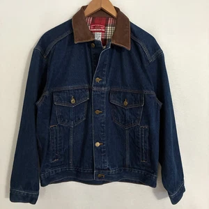 Vtg 90s Marlboro Country Store Denim Trucker Jacket Mens M Flannel Lined Western - Picture 1 of 8