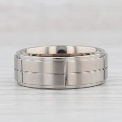 New Beveled Brushed Titanium Ring Wedding Band Size 11.5 - Image 1 of 4