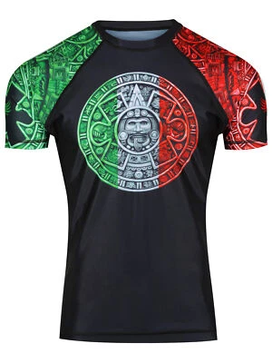 Raven Fightwear Men's Aztec Short Sleeve BJJ Rash Guard MMA Red/White/Green  - Image 1 of 3