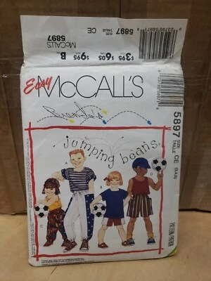 Mccalls Sewing Pattern #5897 Kids T-Shirt Tank Top Pants Shorts Hat. Sz 3-4 Cut - Image 1 of 4