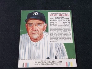 1953 RED MAN W/TAB AL CASEY STENGEL #1 NY YANKEES - Picture 1 of 2