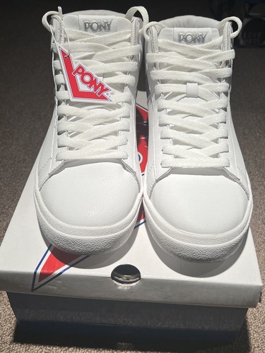 PONY White Leather Sneakers Silver Women’s 10