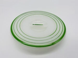VTG Round Milk Glass Replacement Refrigerator Dish Lid Cover Green Rings 5" - Picture 1 of 4