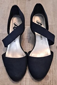 Anne Klein Sport Tara Navy Round-toe Slip-on D'Orsay Wedge Pumps Size 8.5 - Picture 1 of 6