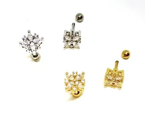 Gänseblümchen Blume CZ Knorpel Tragus Stab Helix Lippenstab Ohrstecker 316L - Kugelenden - Bild 1 von 10