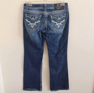 Studio 5 Bootcut Jeans Lowrise Womens 9 X 33 Bling Pockets Dark Wash - Picture 1 of 7