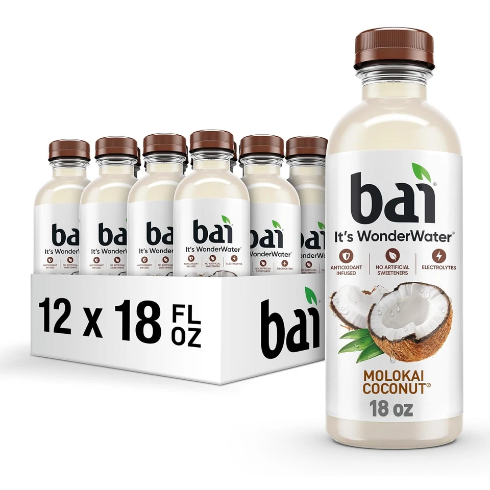 Bai Antioxidant Infused Molokai Coconut Vitamin C 18 Fluid Ounce Bottle 12 Pack