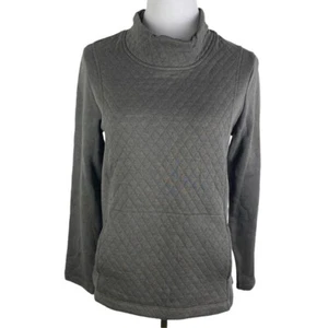Serra Quilted Kangaroo Pocket Sweatshirt Women's Medium Marled Charcoal Gray NEW - Picture 1 of 10