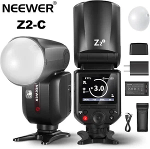 NEEWER Z2-C Z2C 2.4G TTL Round Head Flash Speedlite with Dome Diffuser for Canon - Picture 1 of 9