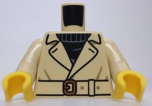 Lego Tan Torso Female Jacket over Black Top Dark Tan Creases Belt Copper Buck - Picture 1 of 2