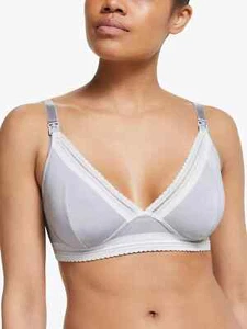 John Lewis Lace Trim Nursing Maternity Bra Pack of 2 Grey & White Size 38C  - Picture 1 of 9