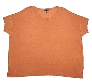 Eileen Fisher Sweater Top Short Sleeve Tencel Merino Wool Knit Orange Plus Sz 2X - Picture 1 of 11