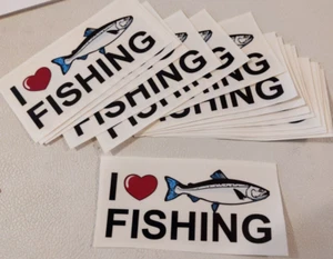 I (heart) Love Fishing Fishing Decal Sticker Fish 16 pack 5.5" x 2.5" - Picture 1 of 1