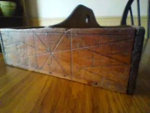 Antique Primitive Wood Knife Cutlery Box Tray Hand Craved Design - Picture 1 of 16