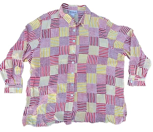 Diane Von Furstenberg Patchwork Multicolor 100% Silk Assets Long Sleeve Shirt 3X - Picture 1 of 10