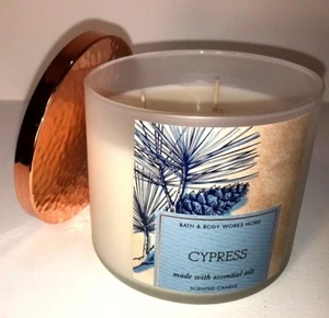 NEW BATH & BODY WORKS CYPRESS SCENTED 3-WICK 14.5 OZ FILLED LARGE CANDLE - Picture 1 of 3