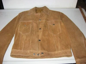 Women's Tan Suede Heavy Leather Jacket Size Small - Picture 1 of 8