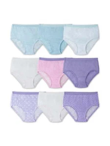Fruit of the Loom Girls Assorted Cotton Brief Underwear, 9 Pack Panties (Little - Picture 1 of 3