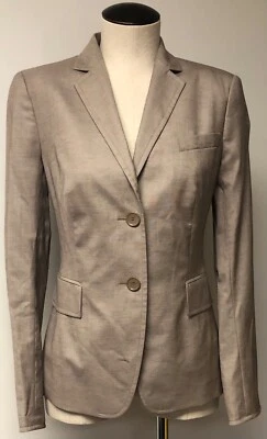 AKRIS ОТТЕНКИ БЕЖЕВЫЙ/СЕРЫЙ/КОРИЧНЕВЫЙ ШЕРСТИ ХЛОПОК СМЕСЬ САРЖИ КЛАССИЧЕСКАЯ КУРТКА BLAZER 8 - Изображение 1 из 4