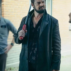 Karl Urban The Boys Billy Butcher Black Trench Coat Long Leather & Cotton Coat - Picture 1 of 6
